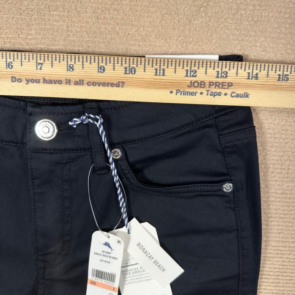 Tommy Bahama Boracay Pants NWT Women 2 (27x28) Black High Rise Ankle $128 - Picture 5 of 13